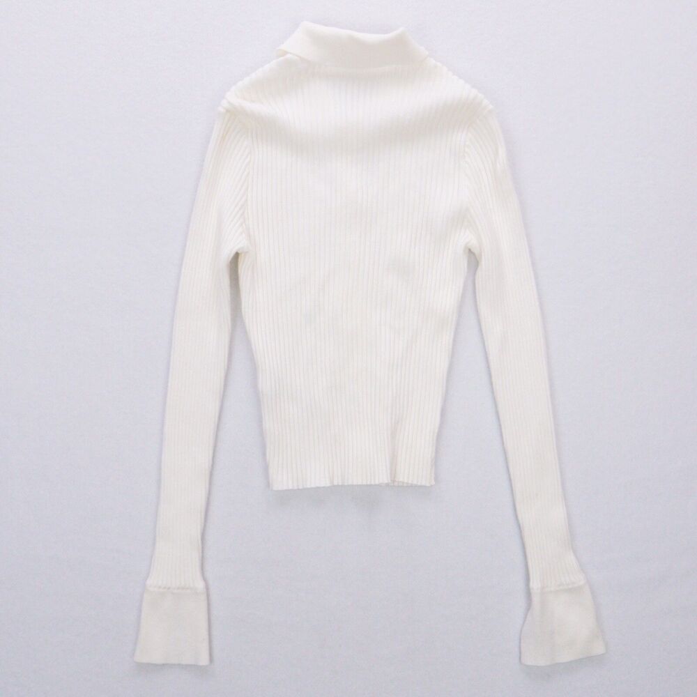 Abercrombie & Fitch Sweater Cardigan White Sz Small Collared Bella Swan Preppy - Picture 3 of 7